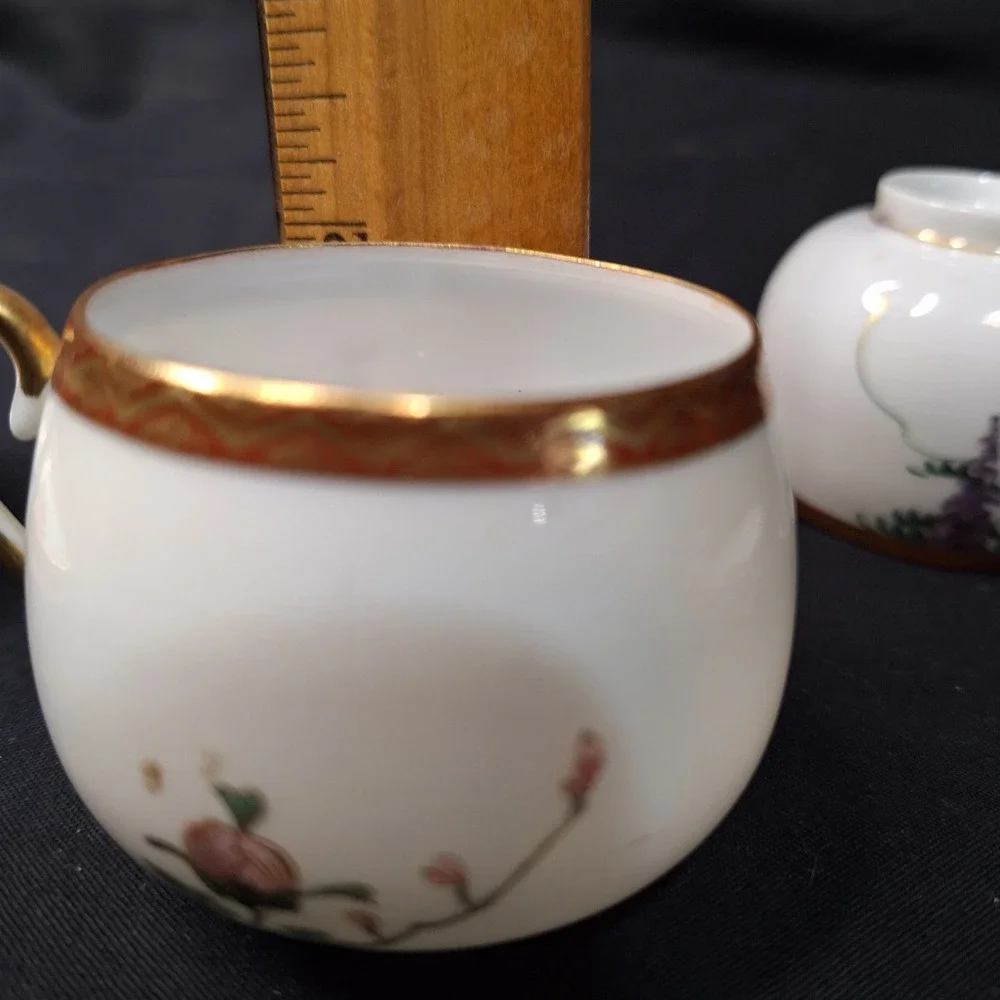Vintage Set of 2 Soko China Hand Painted Eggshell Porcelain Demitasse Cup Saucer